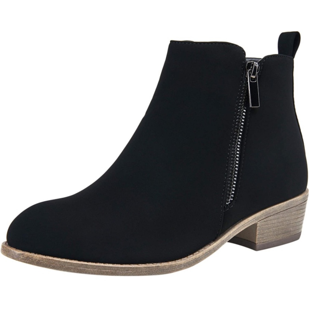 Black Low Heel Ankle Booties